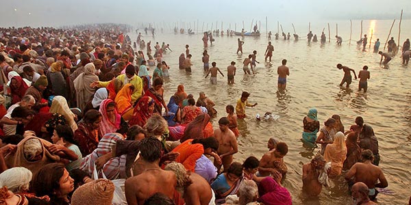 What happens at the Gangasagar mela?